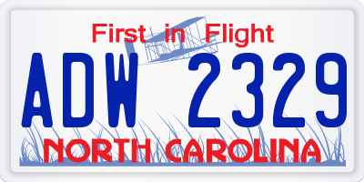 NC license plate ADW2329