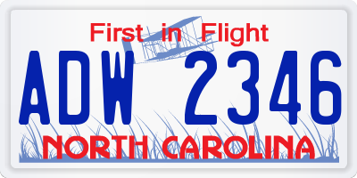NC license plate ADW2346
