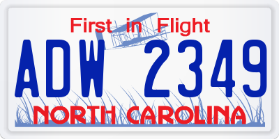 NC license plate ADW2349