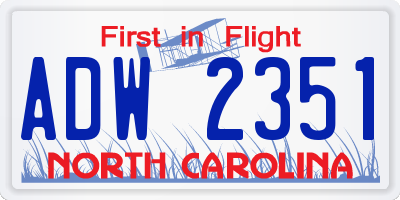 NC license plate ADW2351