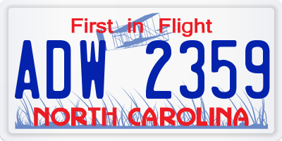 NC license plate ADW2359