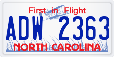 NC license plate ADW2363