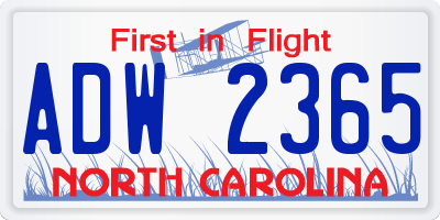 NC license plate ADW2365