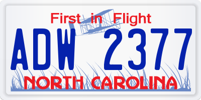 NC license plate ADW2377