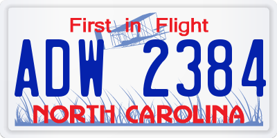NC license plate ADW2384