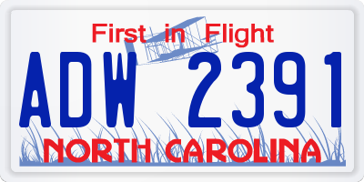 NC license plate ADW2391