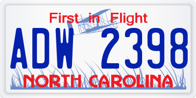 NC license plate ADW2398