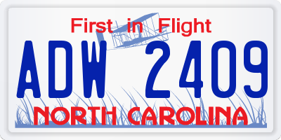 NC license plate ADW2409