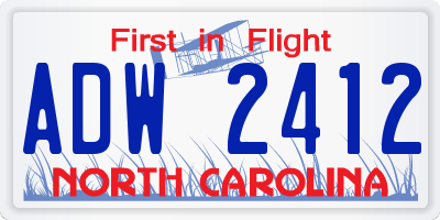 NC license plate ADW2412