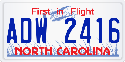 NC license plate ADW2416