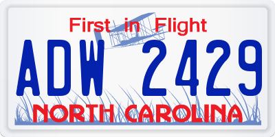 NC license plate ADW2429