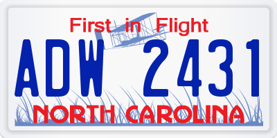 NC license plate ADW2431