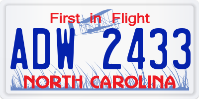 NC license plate ADW2433