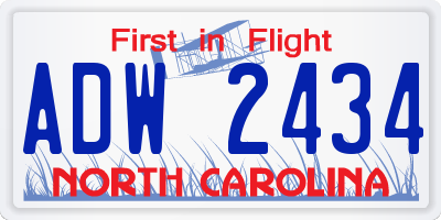 NC license plate ADW2434