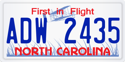 NC license plate ADW2435