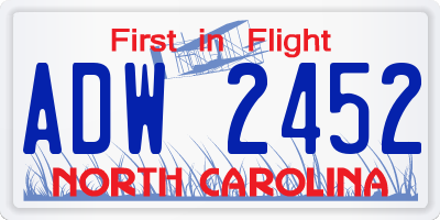 NC license plate ADW2452
