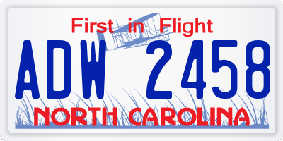 NC license plate ADW2458