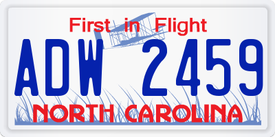 NC license plate ADW2459