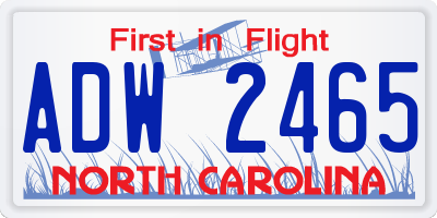 NC license plate ADW2465