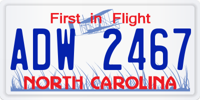 NC license plate ADW2467