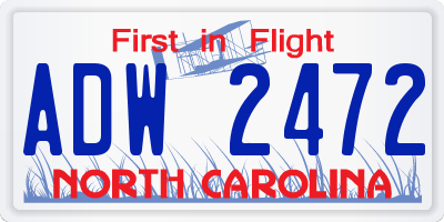 NC license plate ADW2472