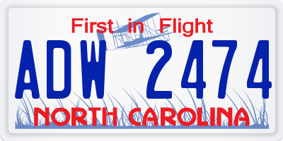 NC license plate ADW2474