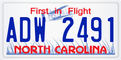 NC license plate ADW2491