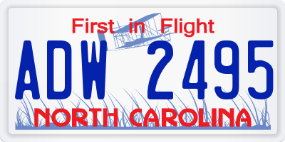 NC license plate ADW2495