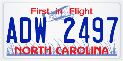 NC license plate ADW2497
