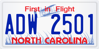 NC license plate ADW2501