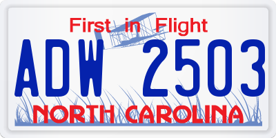 NC license plate ADW2503