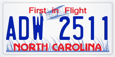 NC license plate ADW2511