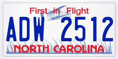NC license plate ADW2512