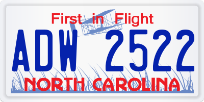 NC license plate ADW2522
