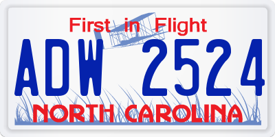 NC license plate ADW2524