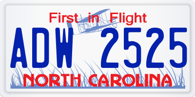 NC license plate ADW2525