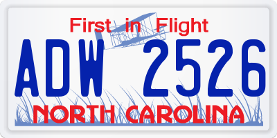 NC license plate ADW2526
