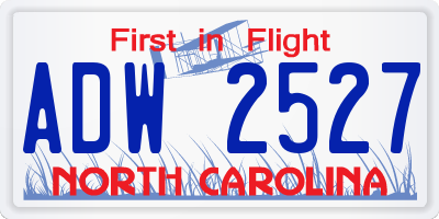 NC license plate ADW2527