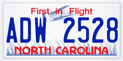 NC license plate ADW2528
