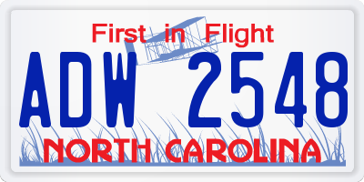 NC license plate ADW2548