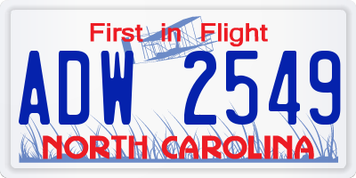 NC license plate ADW2549