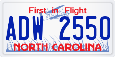 NC license plate ADW2550