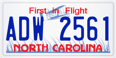 NC license plate ADW2561