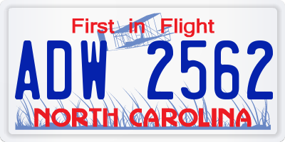 NC license plate ADW2562
