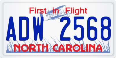 NC license plate ADW2568