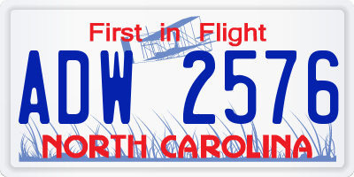 NC license plate ADW2576