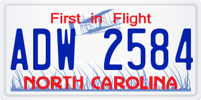 NC license plate ADW2584