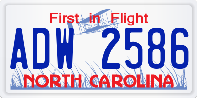 NC license plate ADW2586