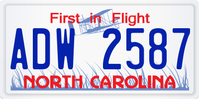 NC license plate ADW2587