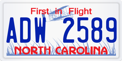 NC license plate ADW2589